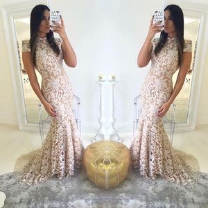 Long laced formal dress gown